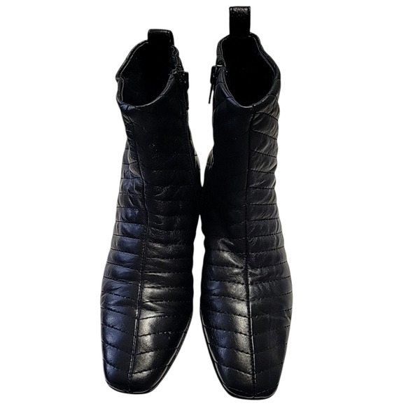 NAPOLEONI QUILTED BLACK Leather Block Heel Zipped Women Booties - Italy Size 38 - Picture 4 of 9